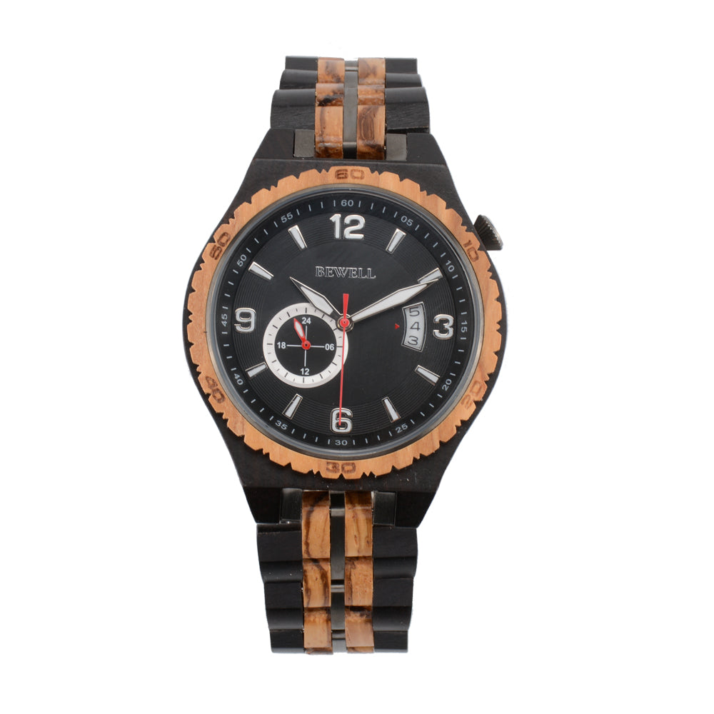 Automatic Mechanical Wood and Stainless Steel Watch