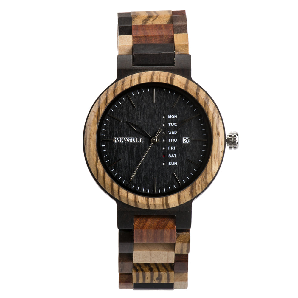 Minimalist Dual-Calendar Colorful Wooden Watch