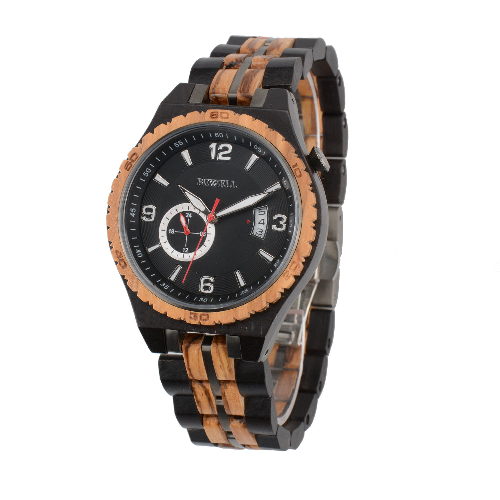 Automatic Mechanical Wood and Stainless Steel Watch
