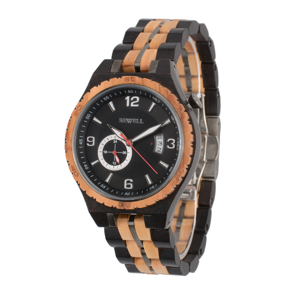 Automatic Mechanical Wood and Stainless Steel Watch