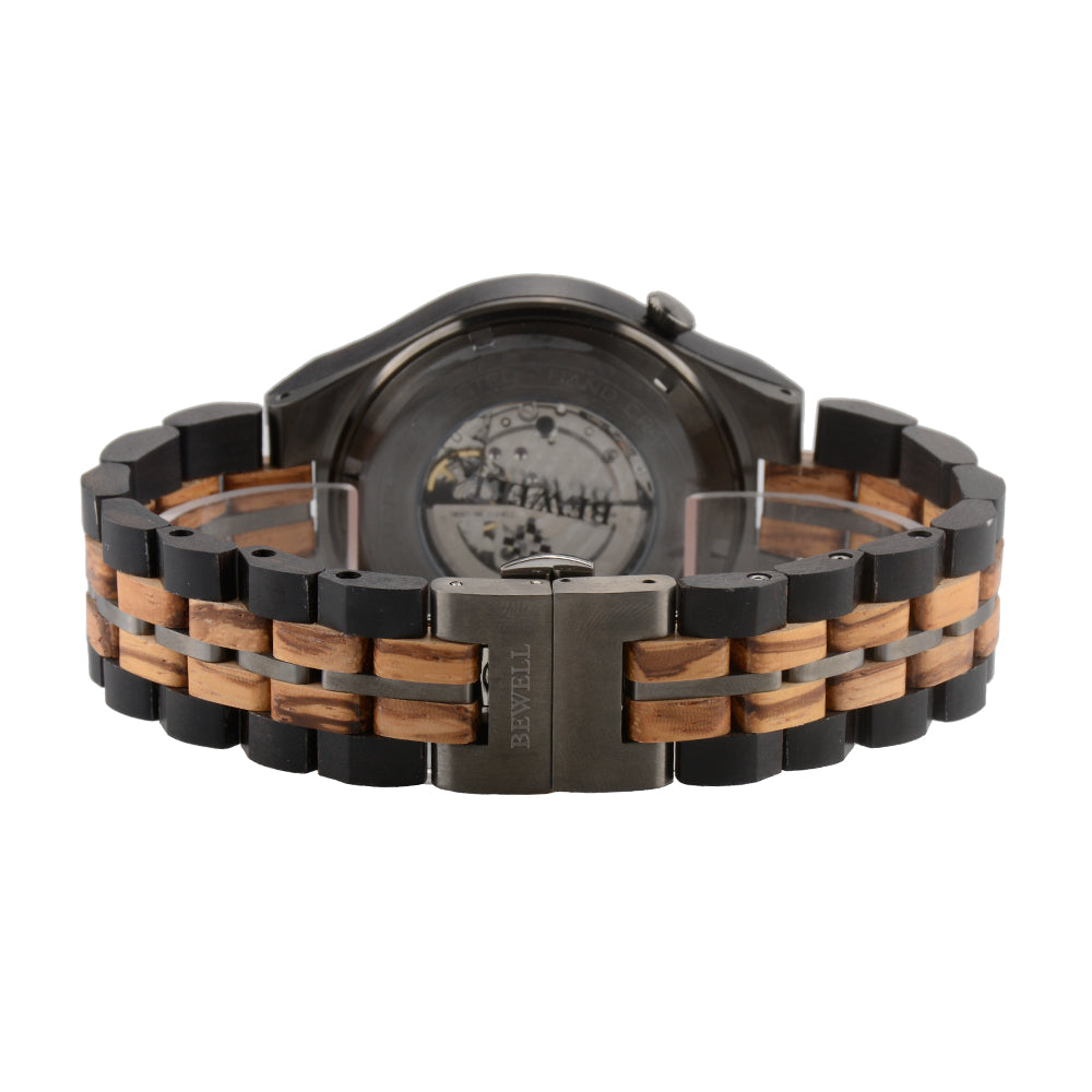 Automatic Mechanical Wood and Stainless Steel Watch