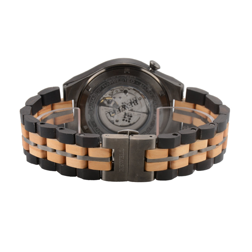 Automatic Mechanical Wood and Stainless Steel Watch