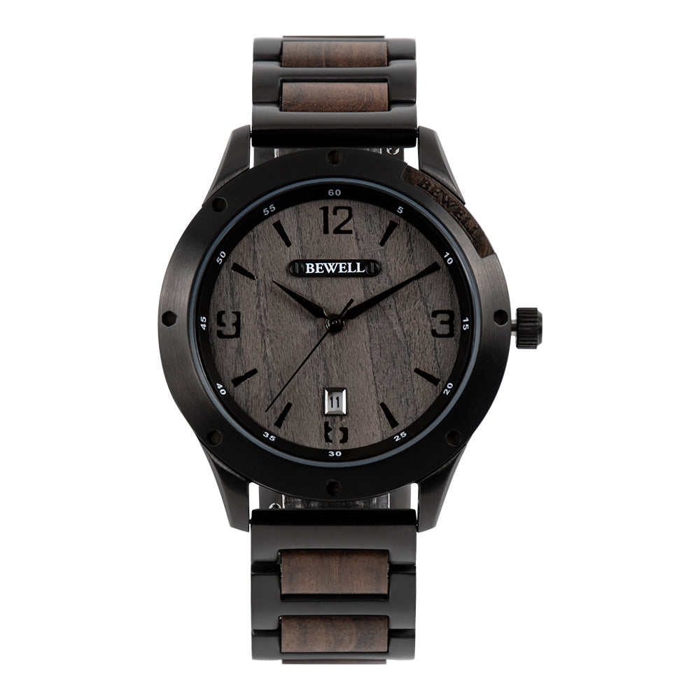 Stylish Wood and Stainless Steel Watch