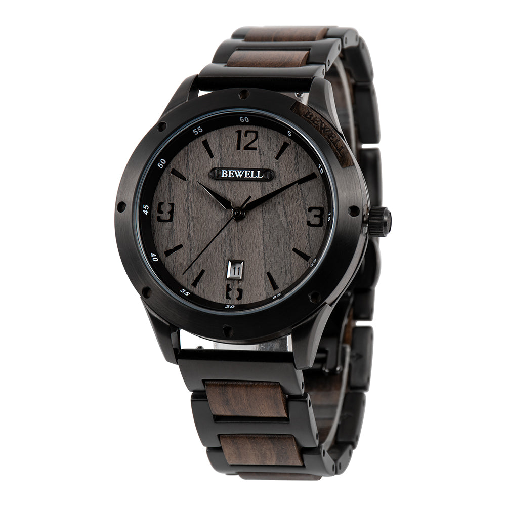 Stylish Wood and Stainless Steel Watch