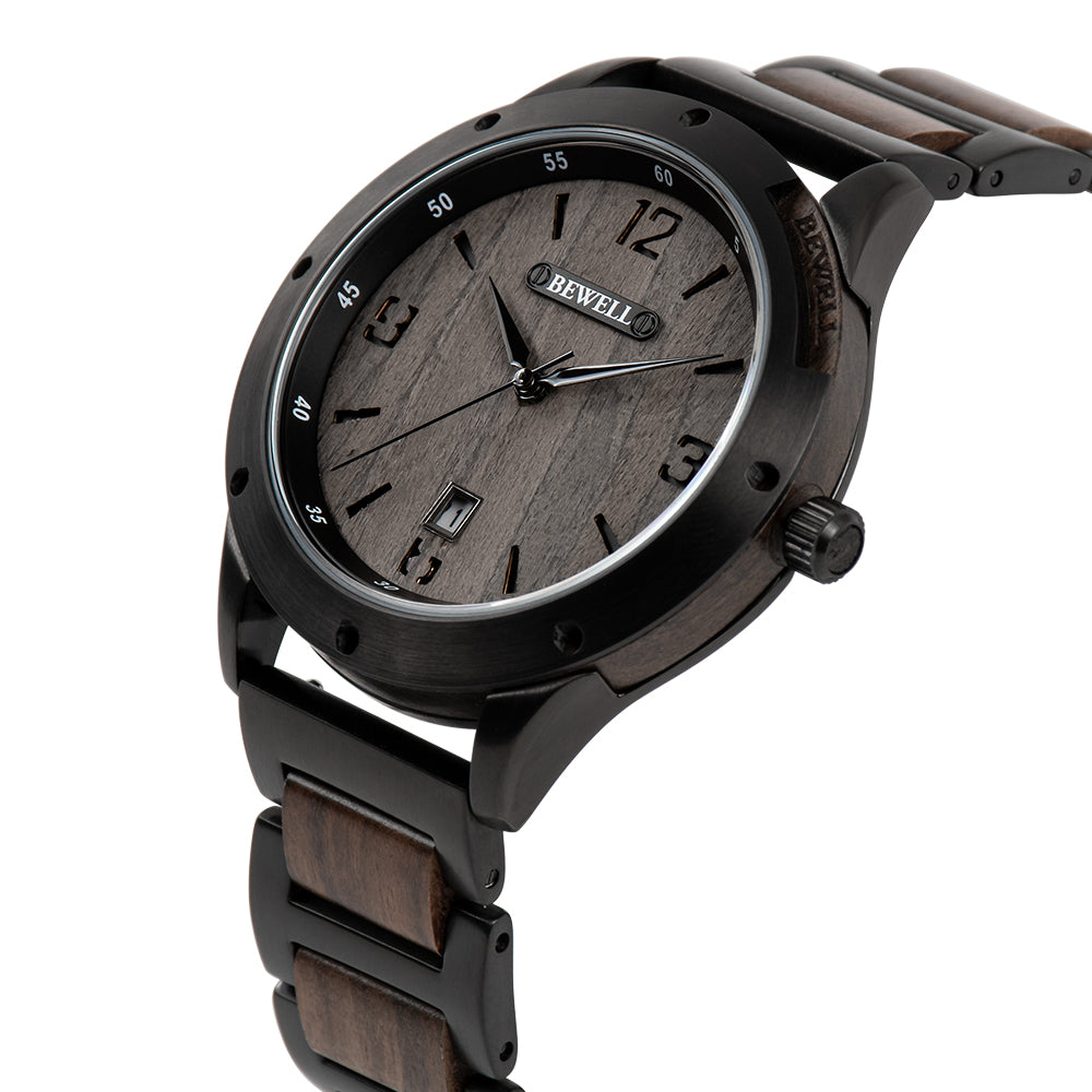 Stylish Wood and Stainless Steel Watch