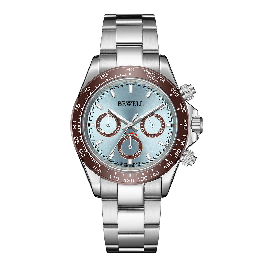 Panda Dial Chronograph Stainless Steel Multifunction Watch