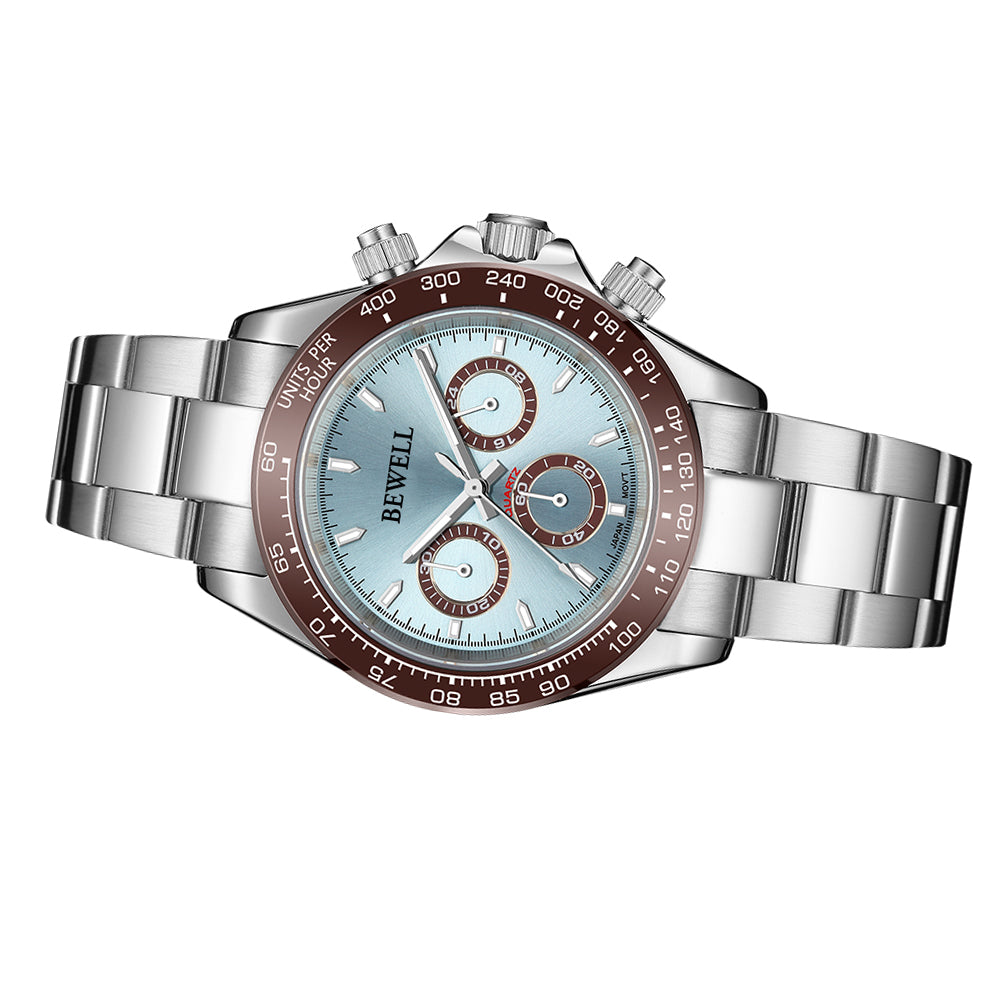 Panda Dial Chronograph Stainless Steel Multifunction Watch