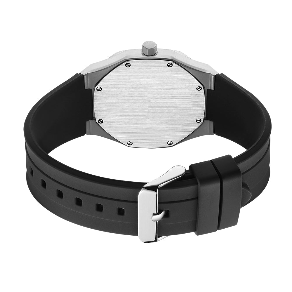 Minimalist Quartz Watch with Arabic Numerals and Rubber Strap