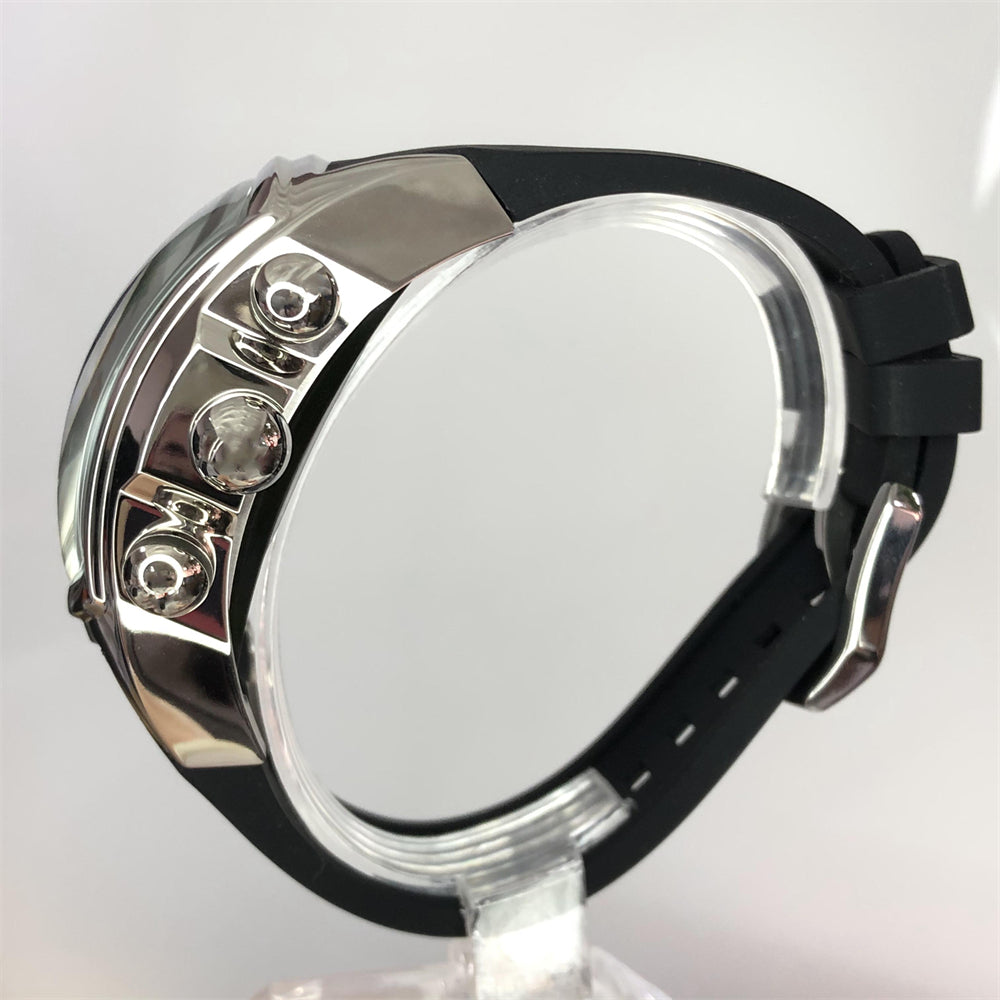 Multifunctional Skeleton Mechanical Barrel Watch with Rubber Strap