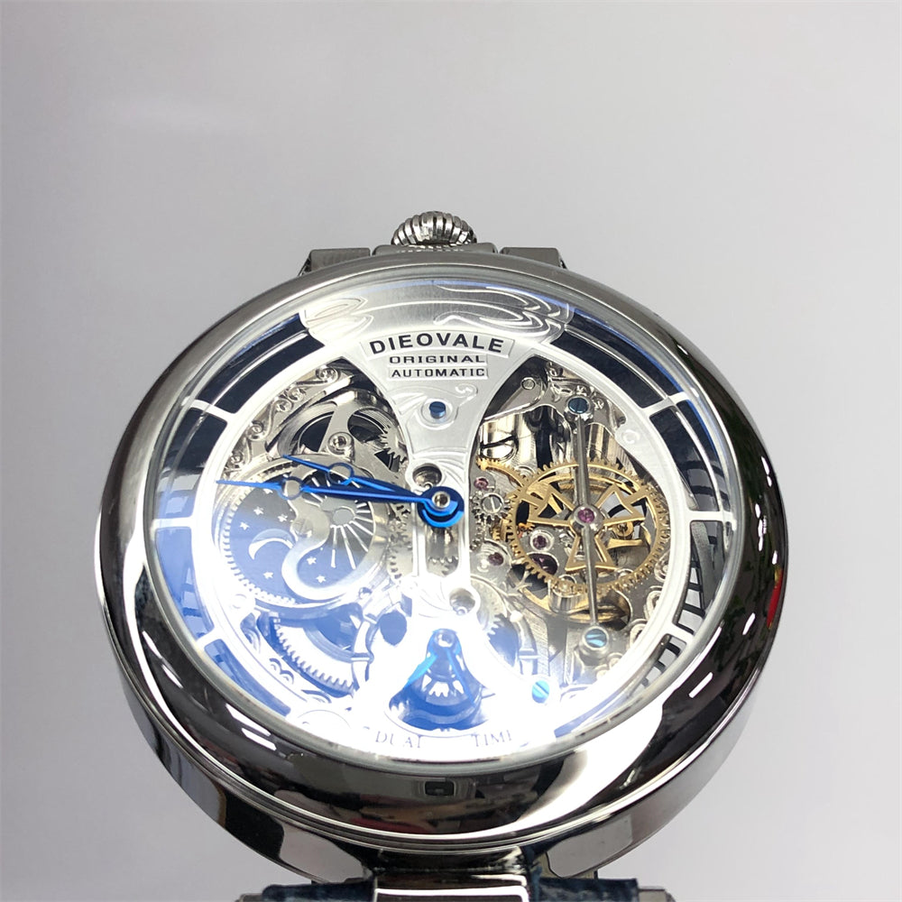 Moon Phase Mechanical Watch with Skeleton Dial