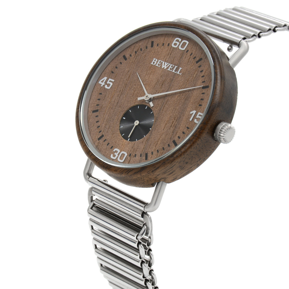 Stylish Wood and Stainless Steel Watch