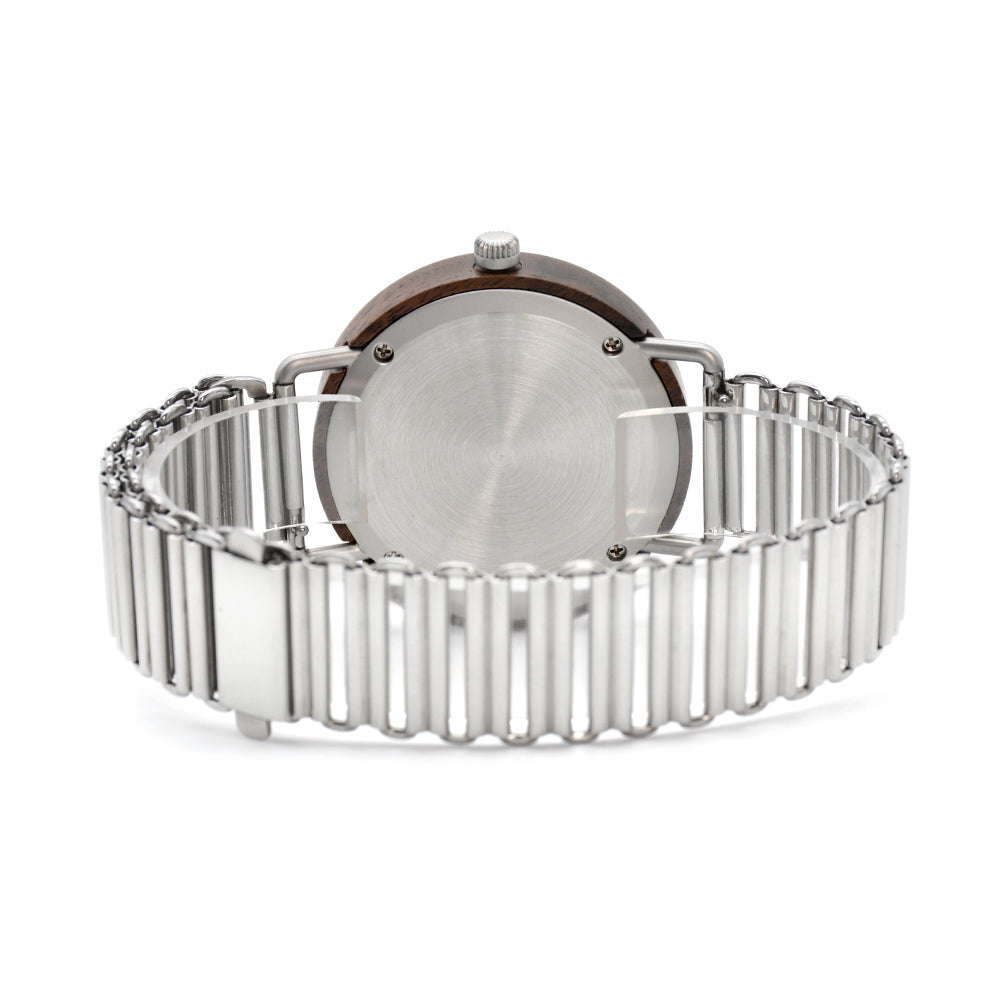 Stylish Wood and Stainless Steel Watch