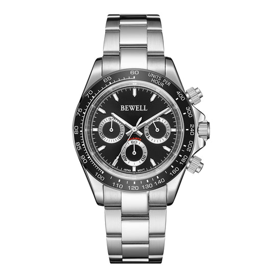 Panda Dial Chronograph Stainless Steel Multifunction Watch