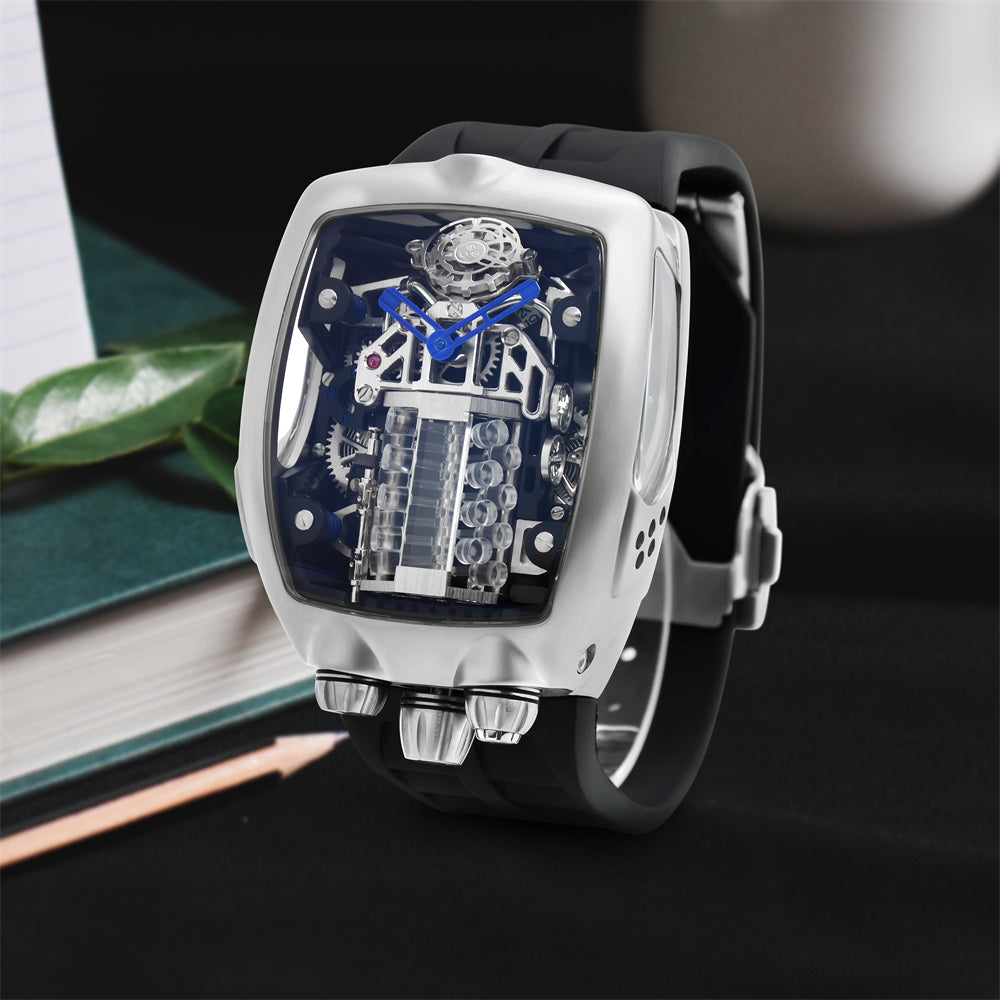 Skeleton Engine-Inspired Watch