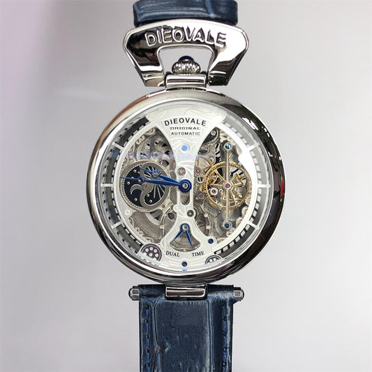 Moon Phase Mechanical Watch with Skeleton Dial